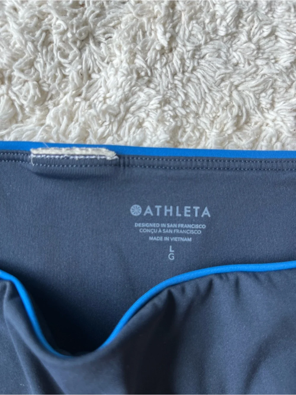 Athleta High Waist Cheeky Tipped Swim Bottom in Color Eclipse/Breaker, Size L